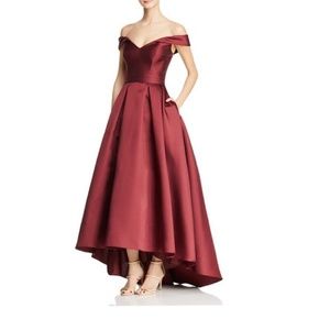 Avery G Burgundy Off Shoulder Gown (Altered)